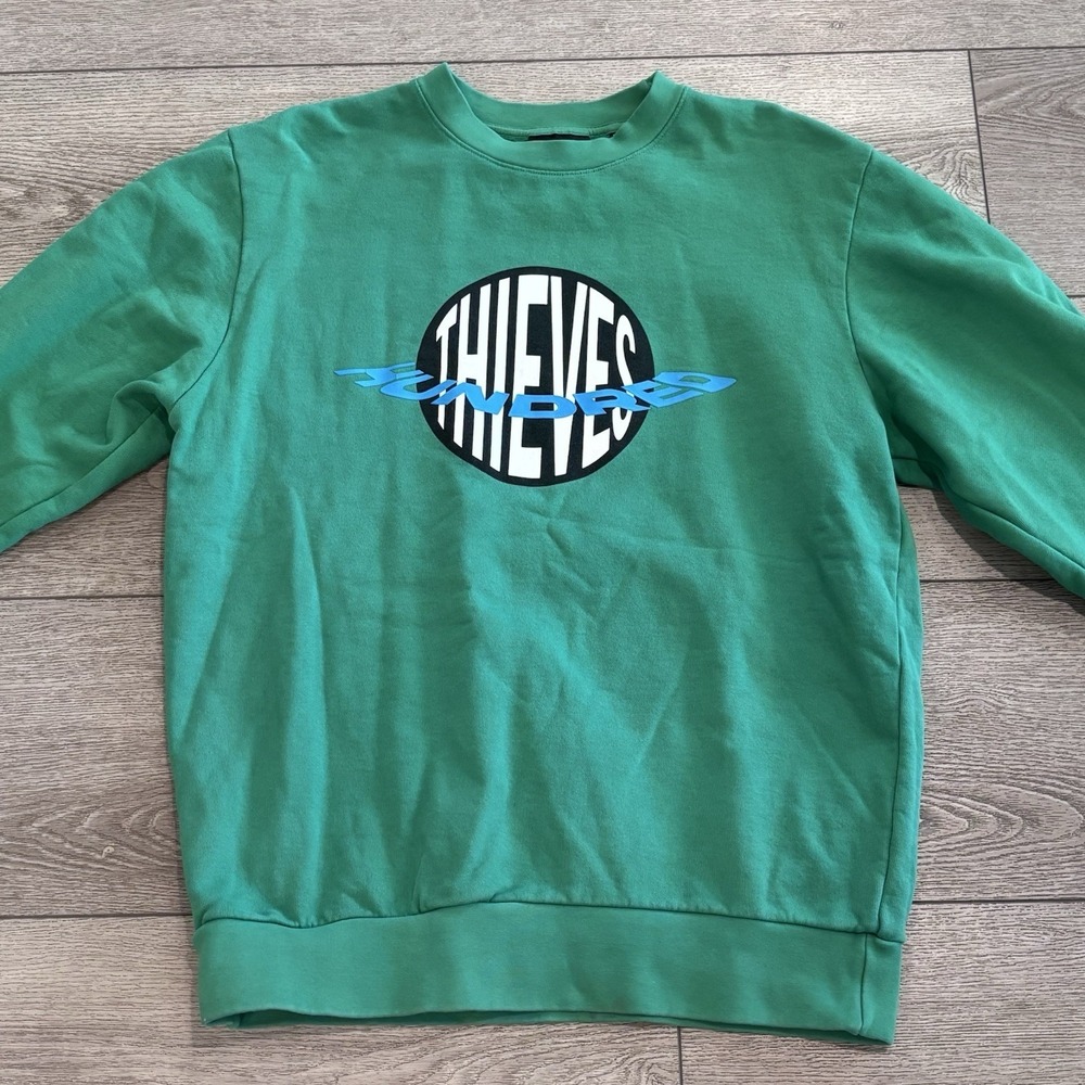 100 Thieves 100CC Crew Neck Sweater‎ Green Mens Medium Made In USA